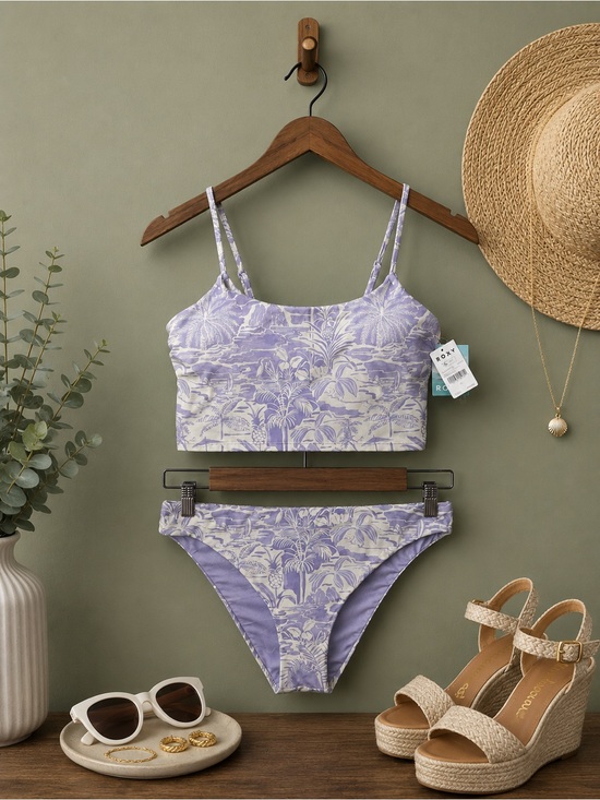 Roxy Other - Roxy Lavender Floral Print Bikini Set